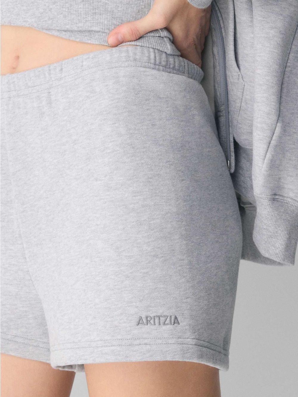 Aritzia Light Grey High-Rise Cozy Sweat Shorts